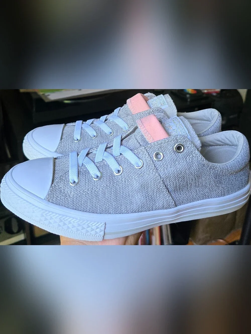 Sz 5 Big Girl's CONVERSE CTAS MADDIE Double Tongue Grey/Storm Pink